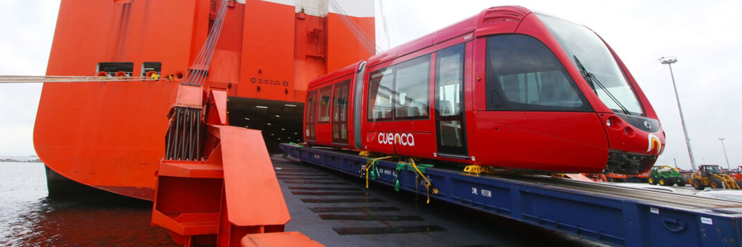 Rail product being loaded on to vessel Rail product being loaded on to vessel