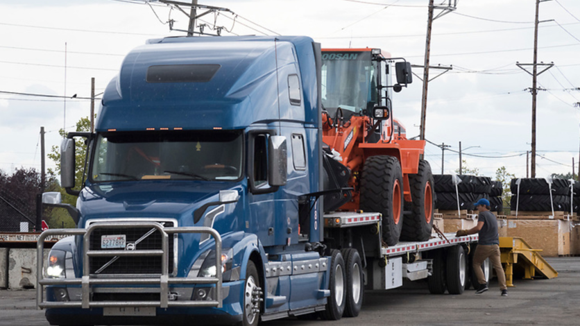 inland transport of heavy equipment - a truck ready for transport of heavy equipment inland transport of heavy equipment - a truck ready for transport of heavy equipment