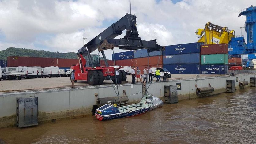 The crews boat at the port of Guinea The crews boat at the port of Guinea