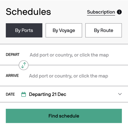 Schedules by port Schedules by port