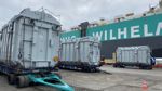 Transformers awaiting vessel loading in Zeebrugge